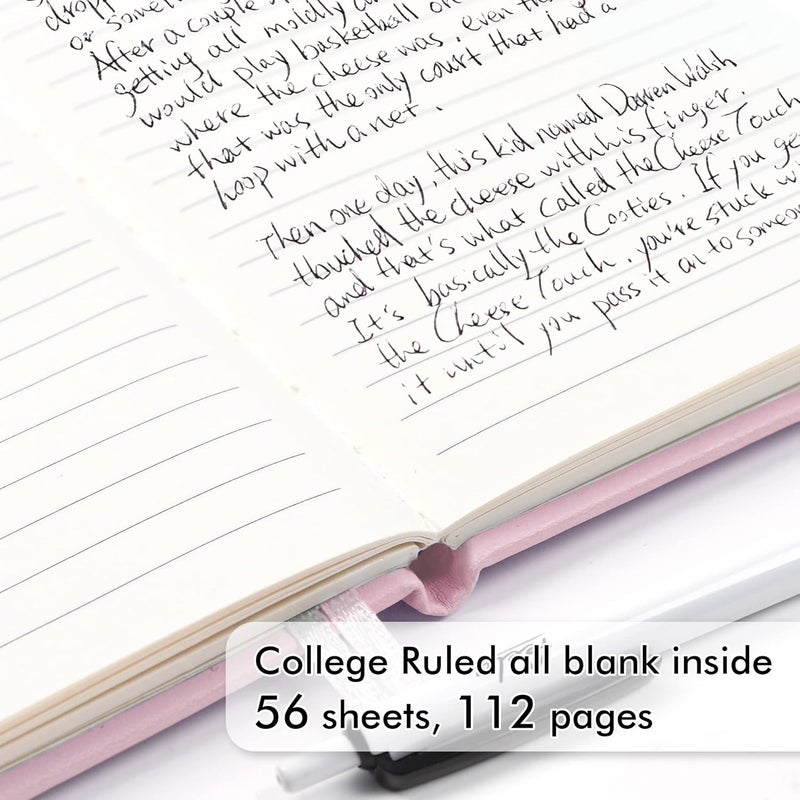 Feela 3 Pack Pocket Small Notebook Journals, Mini Cute Memo Notepad Hardcover College Ruled Lined Journals with Pen Holder for Women Girls Office School, with 3 Black Pens, 3.5”x 5.5”, A6, Rose Pink - Image 3
